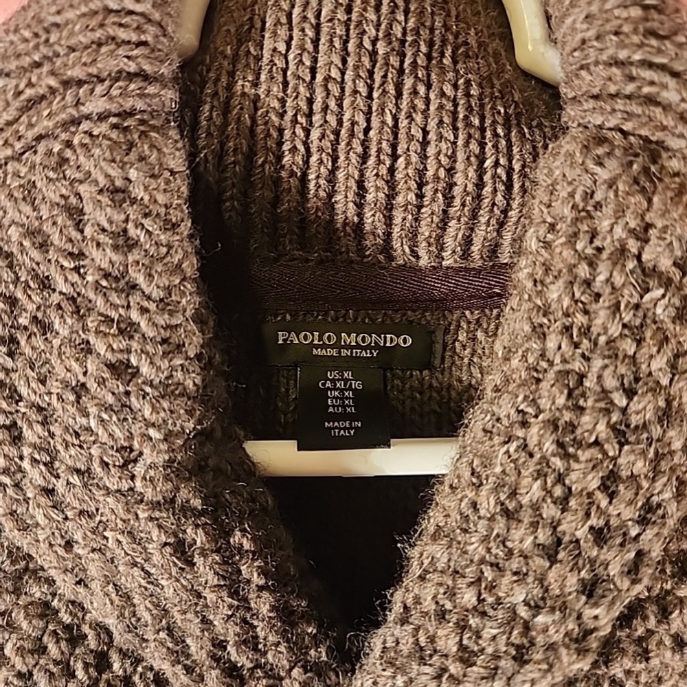 Paolo Mondo Fisherman's Green Cableknit Wool Sweater Italy